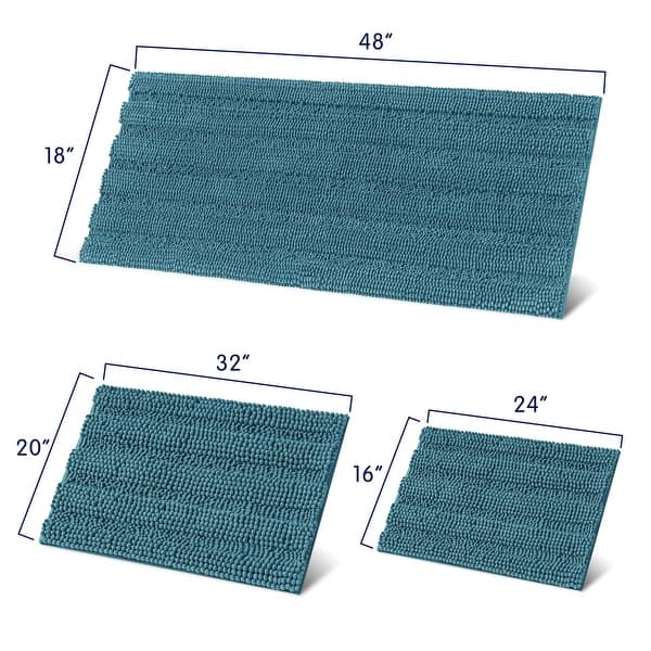 dimension image slide 11 of 12, Subrtex Non-slip Bathroom Rugs Chenille Soft Striped Plush Bath Mat