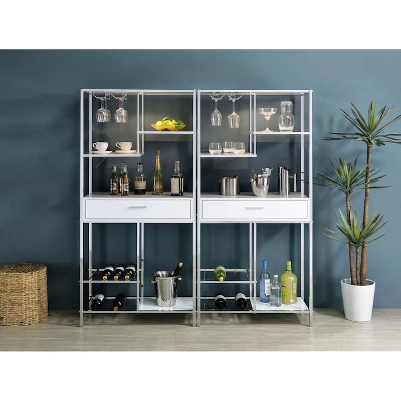 Wavecrest White High Gloss 6-shelf Wine Cabinet