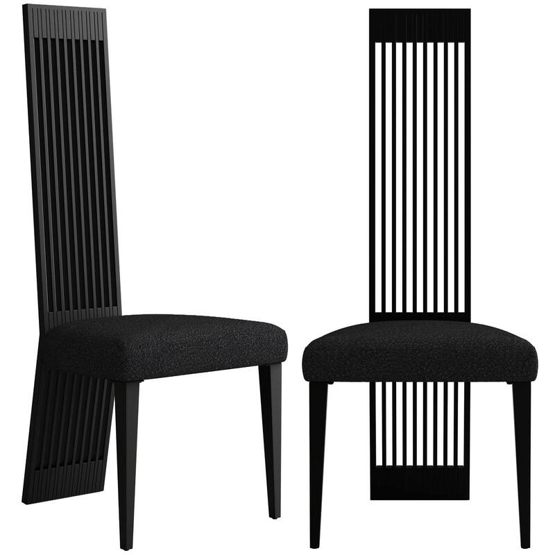Modern Luxury Boucle Dining Chairs with High Back Design and Metal Legs