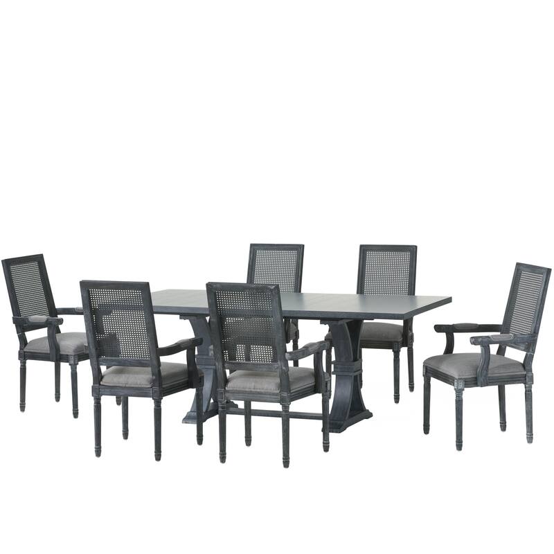 Maria Fabric and Rubberwood Dining Set by Christopher Knight Home