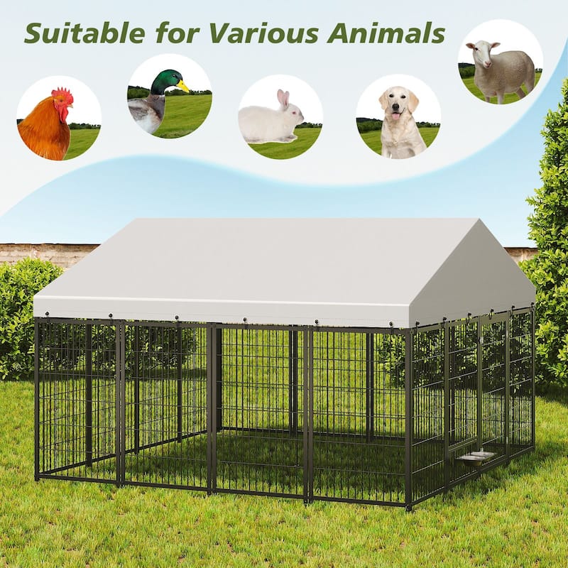 Large Dog Kennel Outdoor Pet Pens Dogs Run Enclosure Animal Hutch Metal Coop Fence