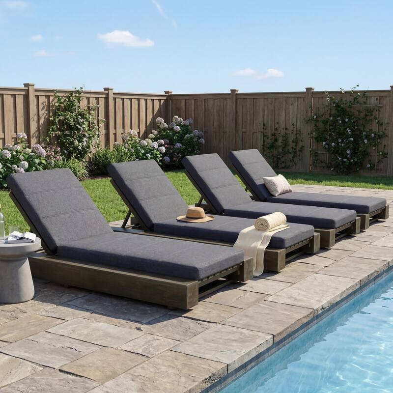 Christopher Knight Home - Amedea Outdoor Acacia Wood Chaise Lounge with Adjustable Backrest & Water-Resistant Cushion