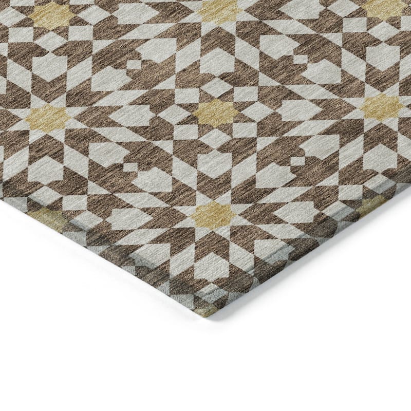 HomeRoots Floral Medallion Transitional Rectangle Outdoor Rug