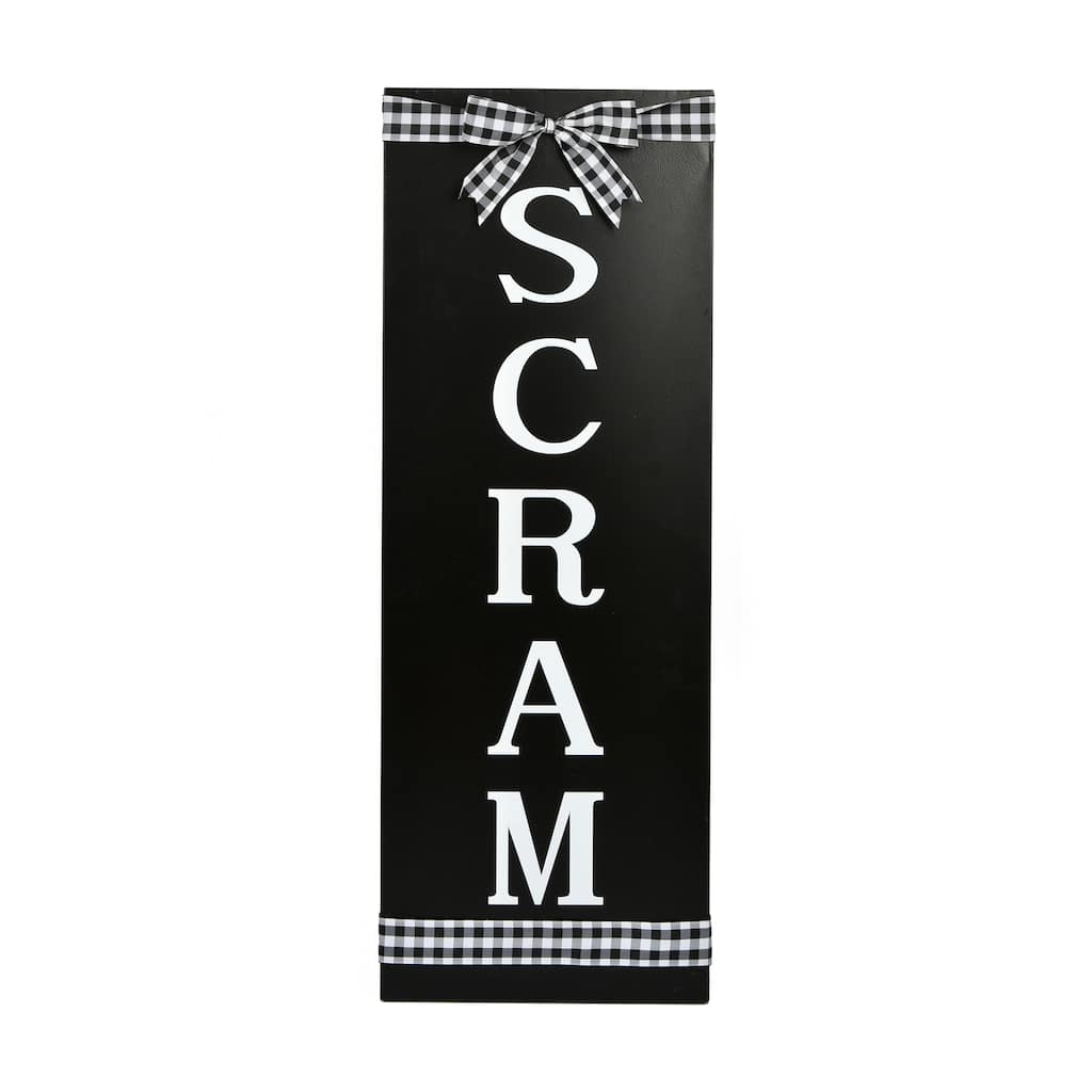 National Tree Company Halloween 'Scram' Hanging Porch Sign, Black, Metal Construction, 30 Inches - 30 in