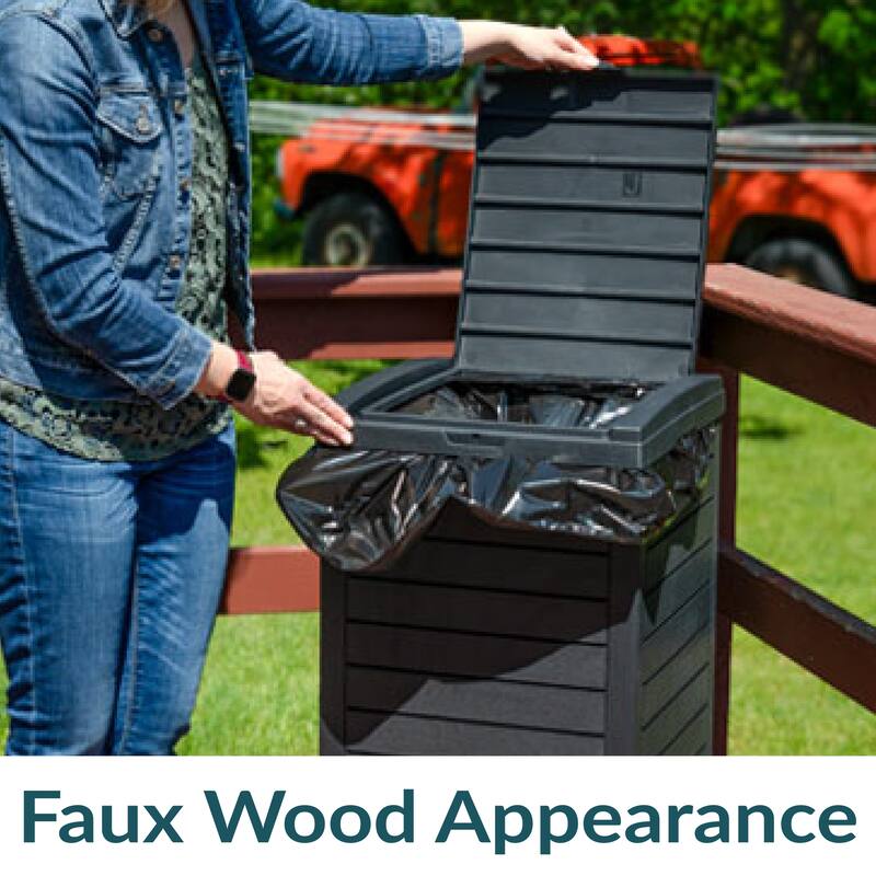 Sunnydaze 39-Gallon Patio Trash Can with Lid - Black