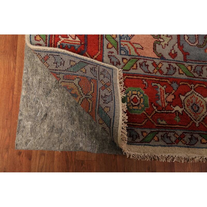 Medallion Heriz Serapi Indian Area Rug Hand-Knotted Wool Carpet - 8'11"x 11'9"