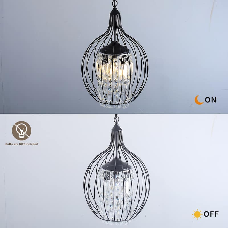 Black Mini Chandeliers 3-Light Modern Crystal Chandelier Lights Cylinder