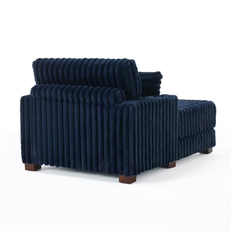 41.7" W Upholstered Plush Corduroy Chaise Lounge with Pillows