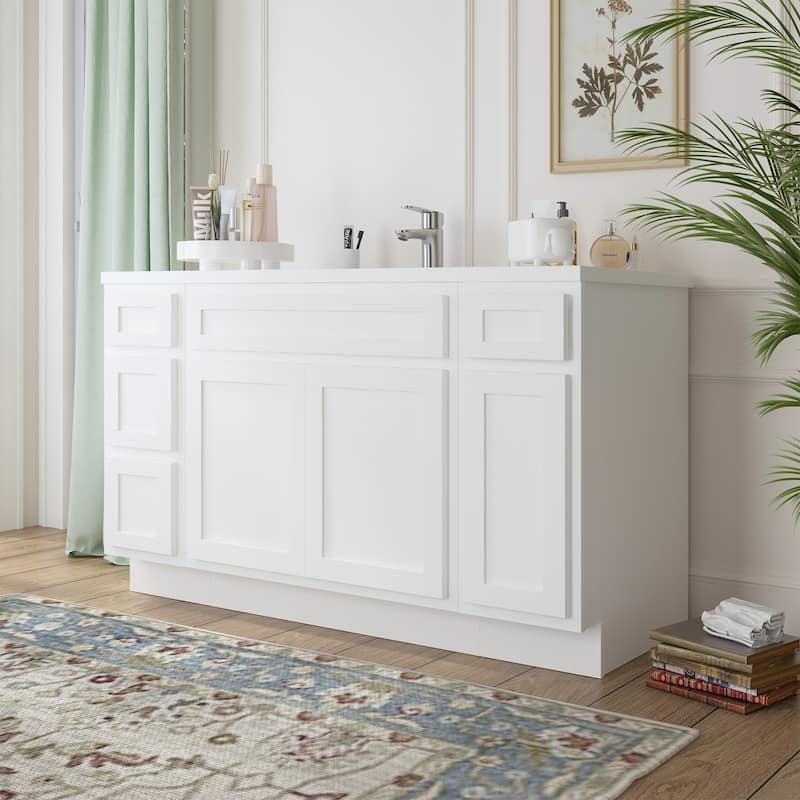 Vanity Art 54" Oak Freestanding Bathroom Vanity Cabinet without Top