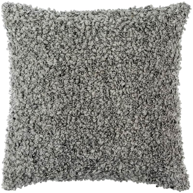 Yusuf Fuzzy Boucle Textured Throw Pillow - 18"H x 18"W - Cover Only - Dark Gray