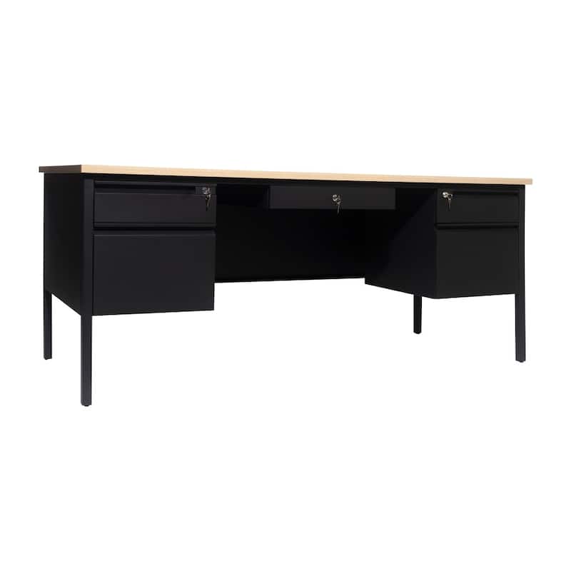 Commercial Double Pedestal Desk with 5 Locking Drawers