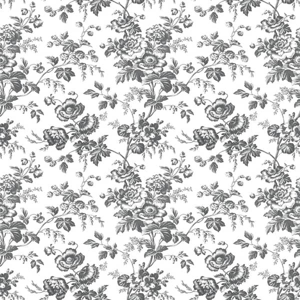 slide 2 of 9, York Wallcoverings Anemone Toile Black Wallpaper