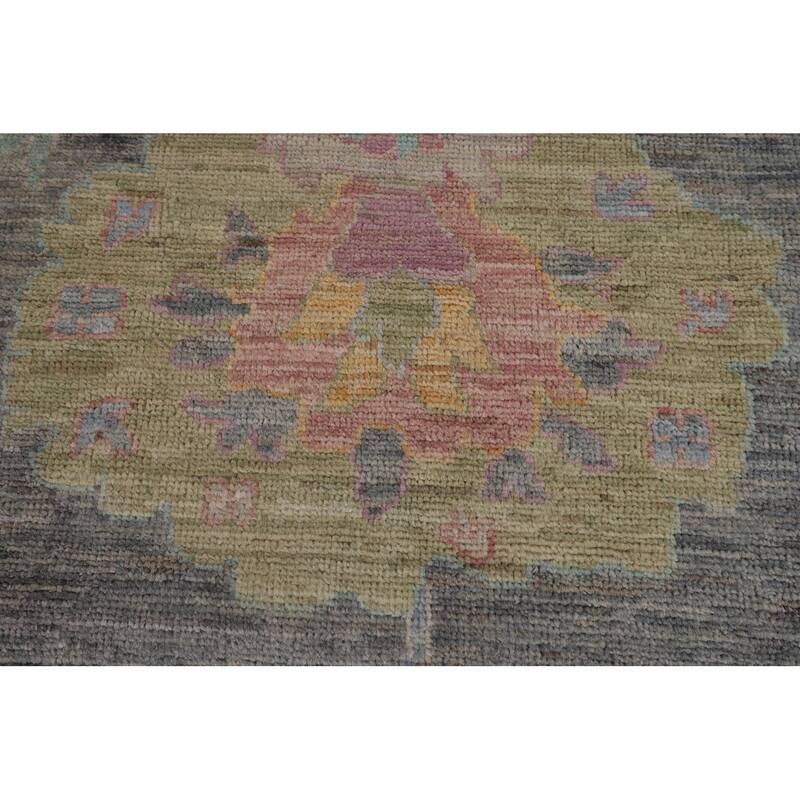 All-Over Gray Oushak Vegetable Dye Large Area Rug Handmade Wool Carpet - 10'1"x 13'8"