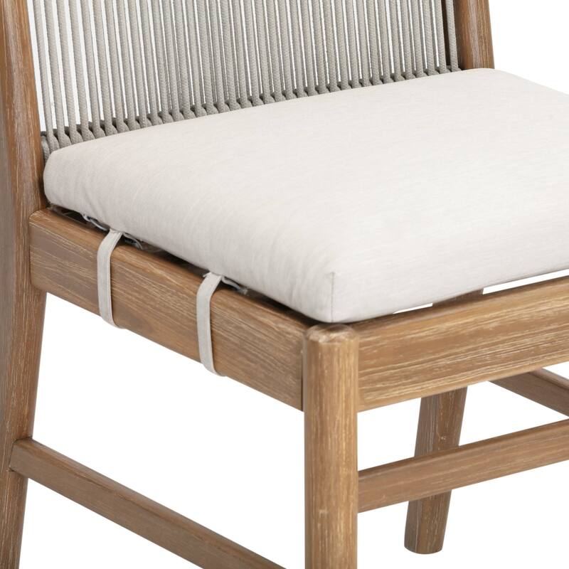 Kayden Solid Wood Dining Chair or Bar Stool with Woven Rope Backrest, Upholstered Stool for Kitchen or Bar