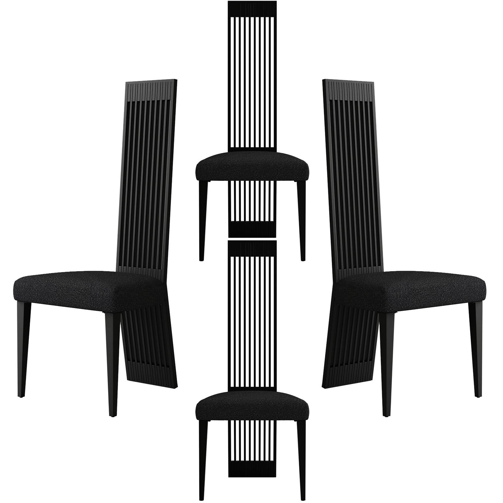 Modern Luxury Boucle Dining Chairs with High Back Design and Metal Legs