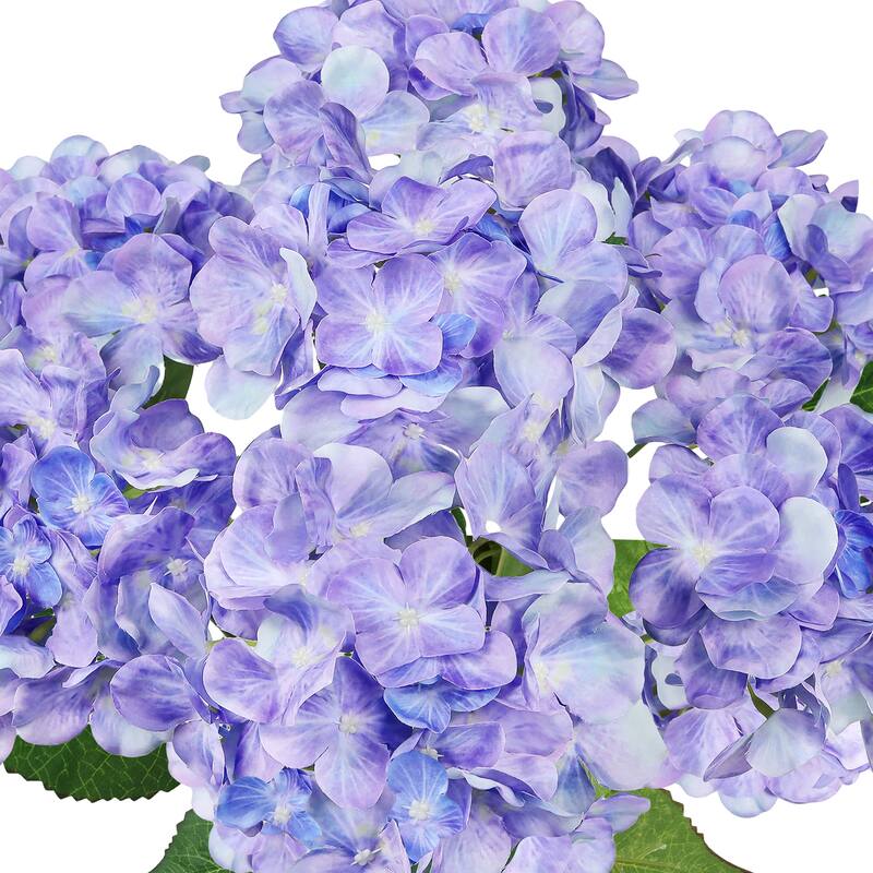 Set of 2 Deluxe Natural-Look Periwinkle Artificial Hydrangea Flower Stem Bush Bouquet 20in - 20" L x 12" W x 12" DP