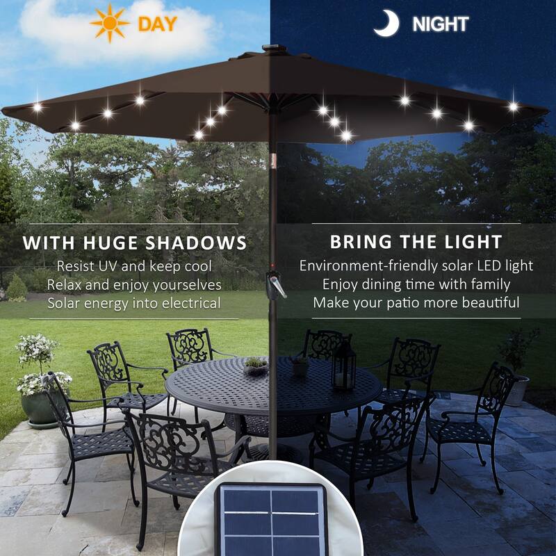 ABCCANOPY 10.5FT Outdoor Patio Solar Umbrella with 32LED Lights
