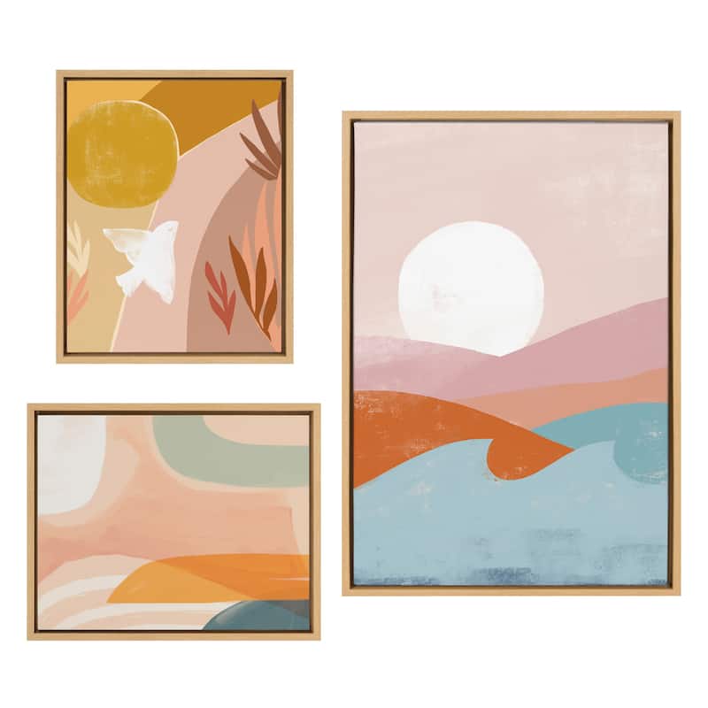 Kate and Laurel Sylvie Sunrise Canvas Art Set by Kate Aurelia Holloway - 3 Piece Set