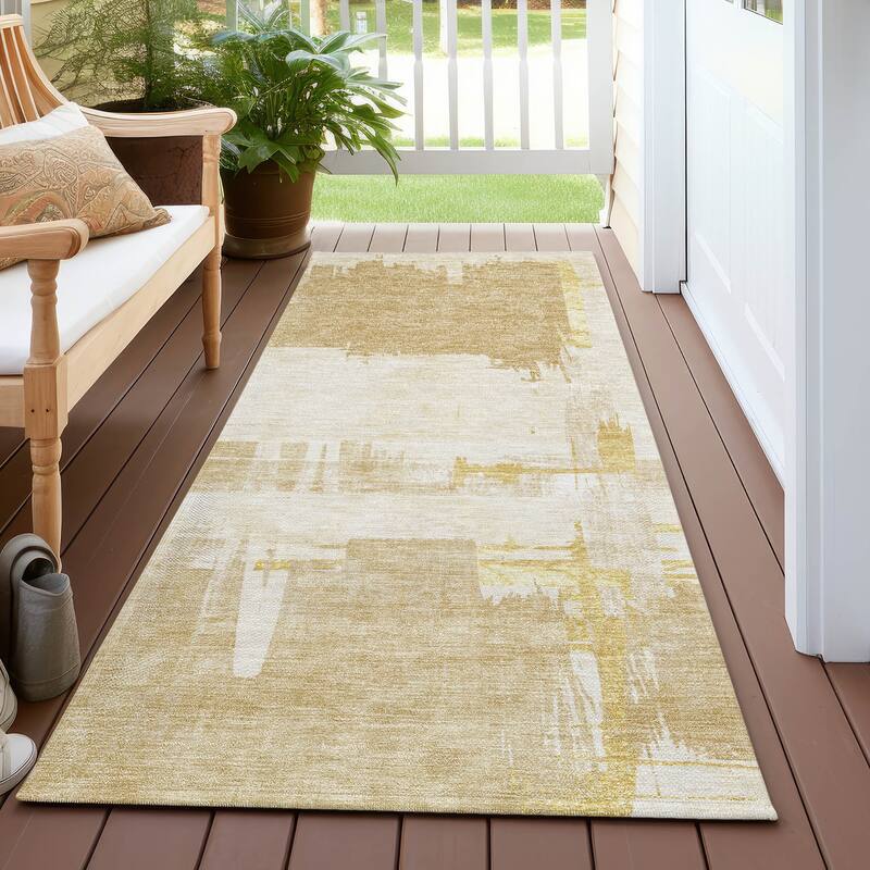 Machine Washable Indoor/ Outdoor Chantille Abstract Modern Rug