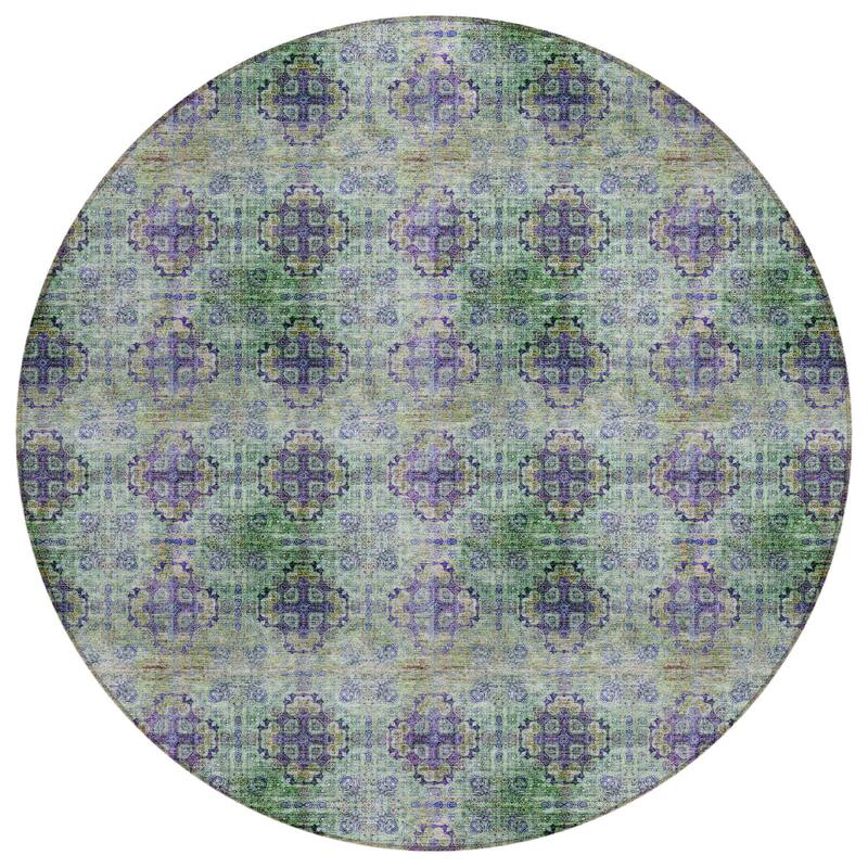 Altolu Garden-Inspired Weather Resistant Classic Meets Modern Runner Outdoor Rug - 8' X 8' - Multi