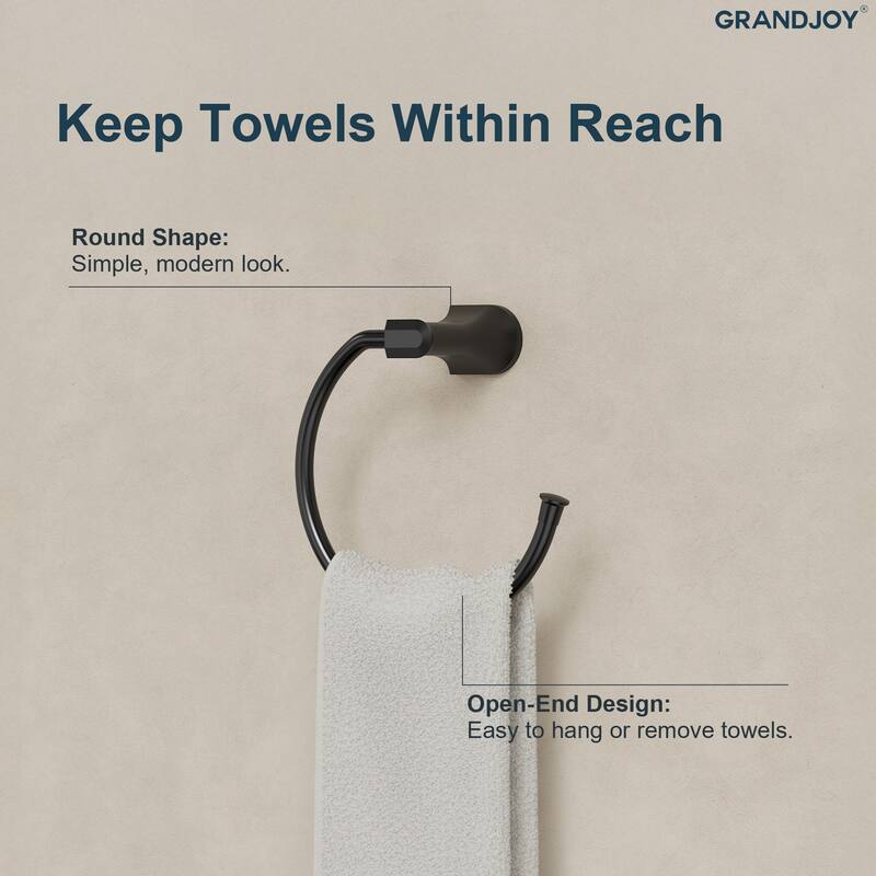 GRANDJOY 4-Piece Stainless Steel Bathroom Hardware Set with Wall Mount Double Towel Bar