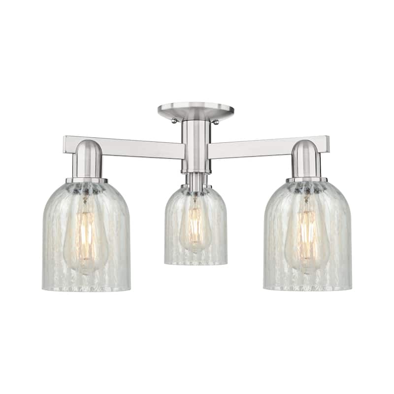 Innovations Lighting Endless Possibilities Arcadia - Caledonia - 3 Light 23" Semi-Flush Mount with Mouchette Shade - Mouchette/Brushed Satin Nickel