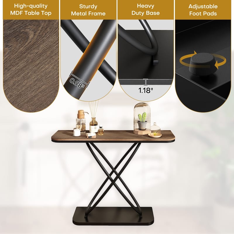 47.4" Industrial Console Table for Entryway Sofa Table - 47.4"L x 14"W x 32.8"H