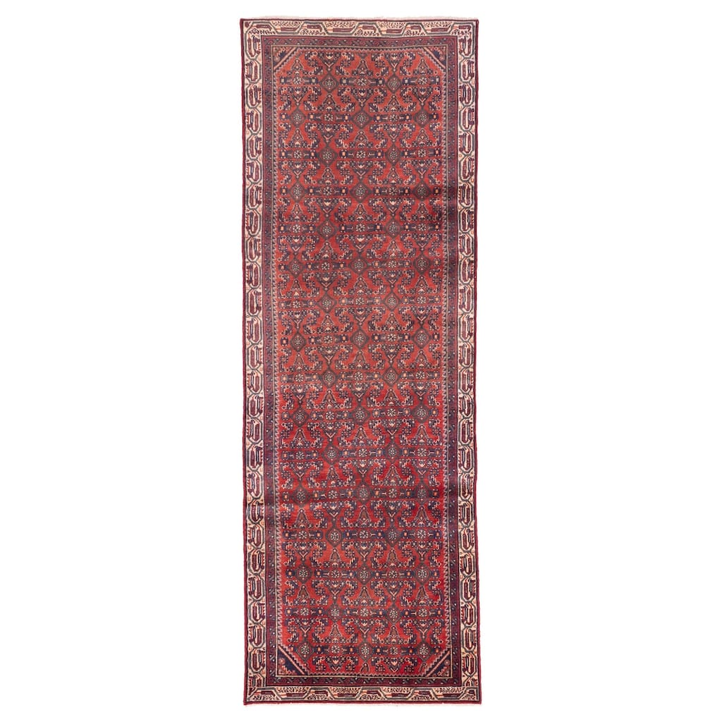 ECARPETGALLERY Hand-knotted Andelz Red Wool Rug - 3'5 x 10'0