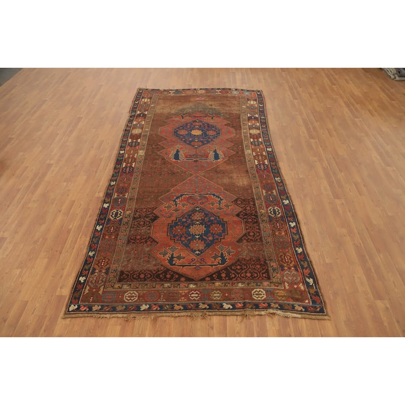 Hand Knotted Oriental 100% Wool Carpet Traditional Geometric Brown Afshar Area Rug - 11' 5'' X 5' 6''