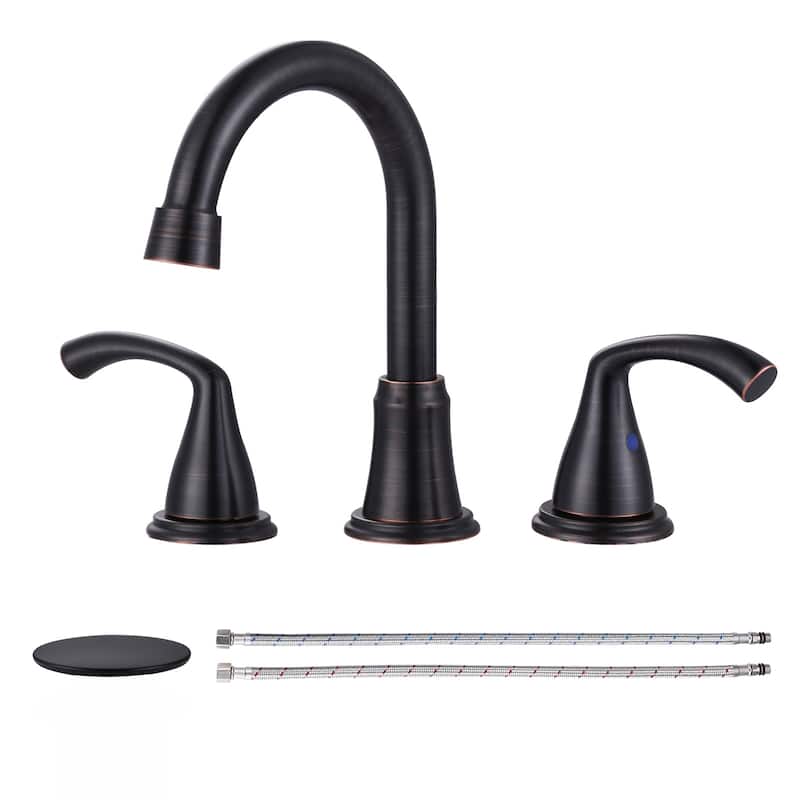 WOWOW 3-Hole Widespread Double Handle Bathroom Faucet - Oil Rubbed Bronze
