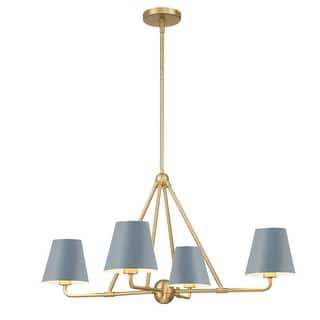 Xavier 4 Light Vibrant Gold and Blue Chandelier - 31.75"W x 17"H x 31.75"D