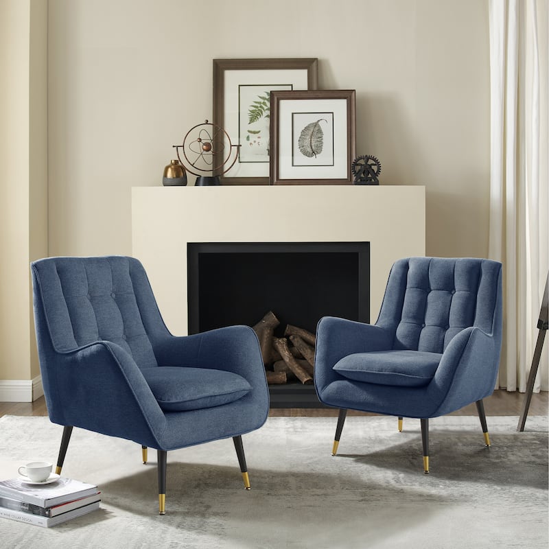 Art Leon Mid-century Modern Accent Arm Chair (SET OF 2) - SET OF 2 - Blue