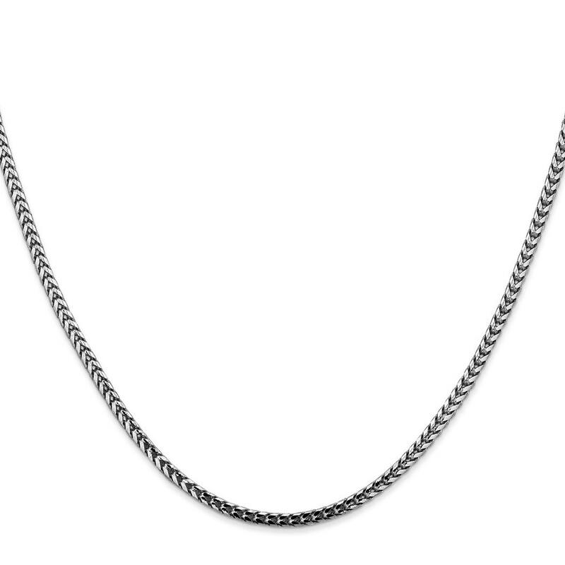 Curata 14k White Gold Solid 2.5mm Franco Chain Bracelet Lobster Claw