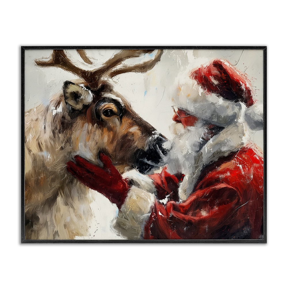 Stupell Traditional Santa & Reindeer Framed Giclee Art Design By Arlington Prints