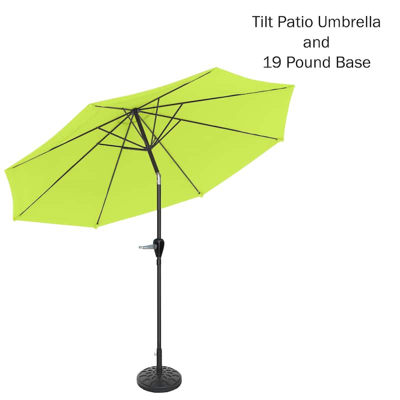 Pure Garden 10-Foot Outdoor Tilting Patio Umbrella with Base