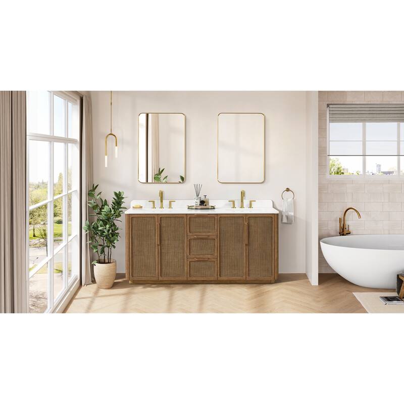 Busan Bath Vanity with White Quartz Stone Top without Mirror