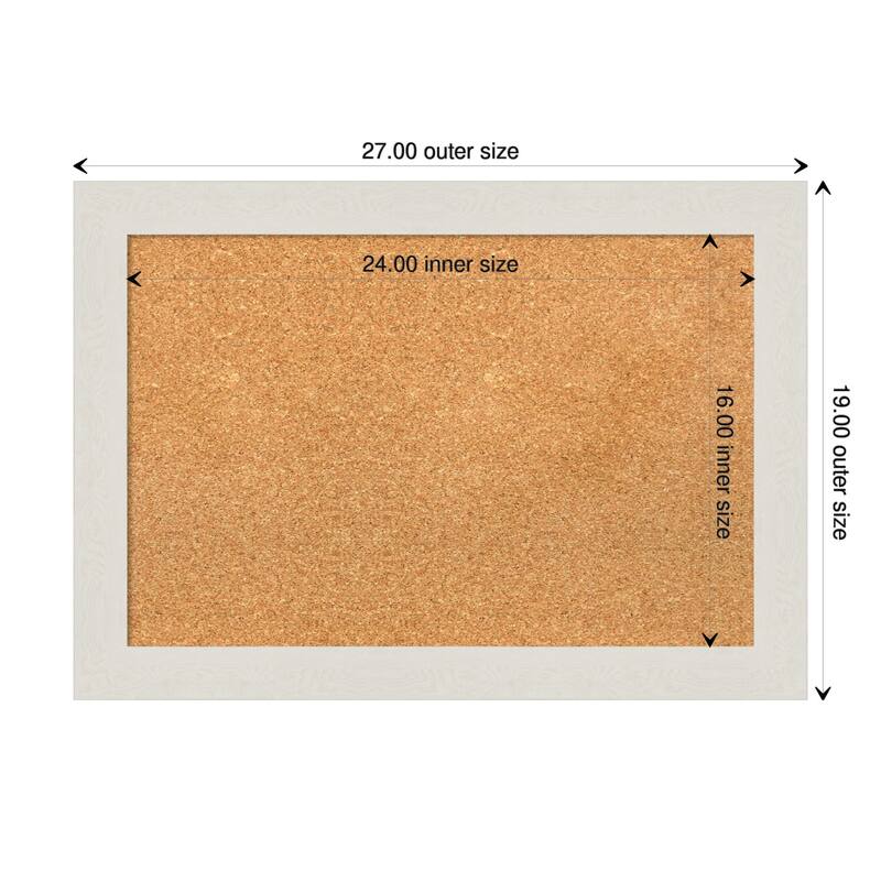 Rustic Plank Narrow Framed Natural Corkboard Bulletin Board - Rustic Plank White Narrow - Board Size 24x16