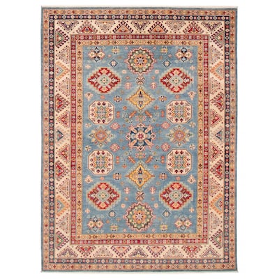 ECARPETGALLERY Hand-knotted Uzbek Ghazni Denim Blue Wool Rug - 5'11 x 8'1