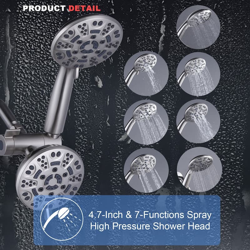WOWOW 7-spray Wall Mount Dual Shower Head Faucet
