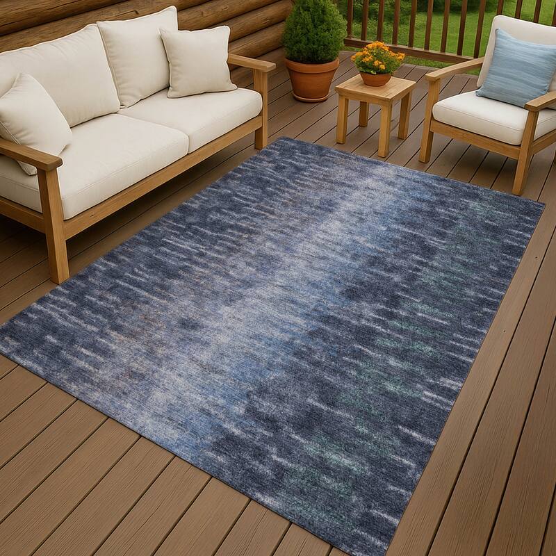 Machine Washable Indoor/ Outdoor Contemporary Ombre Chantille Rug