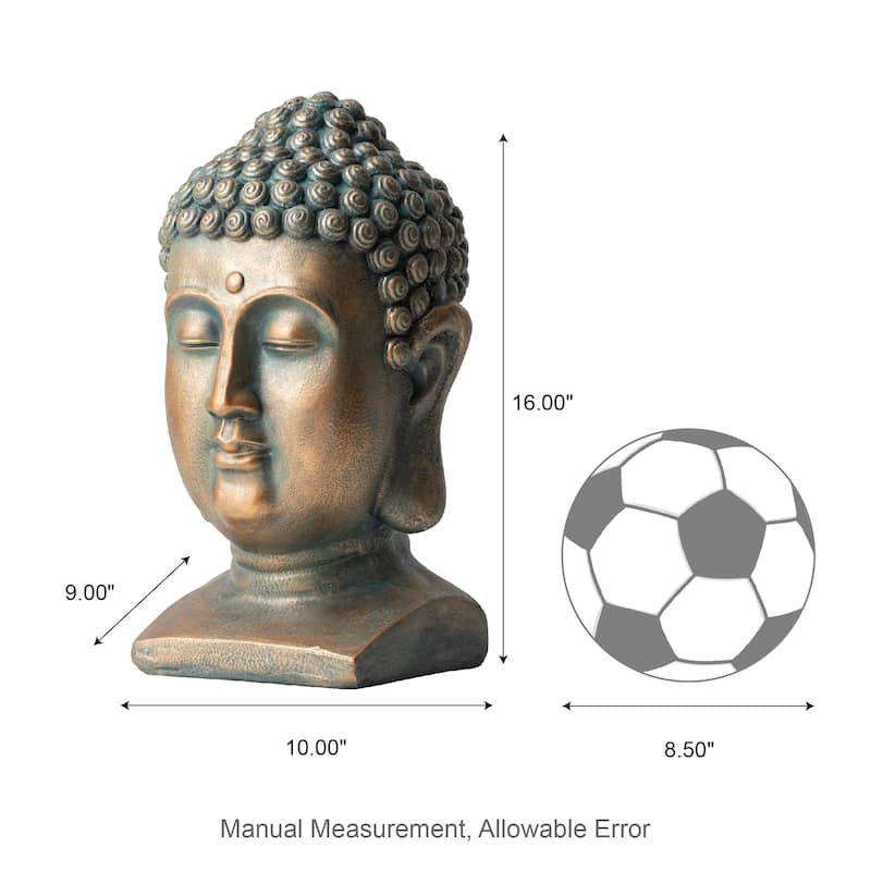 Glitzhome MGO Faux Bronze Buddha Garden Statue Monk Sculpture Indoor Outdoor Decor Gifts