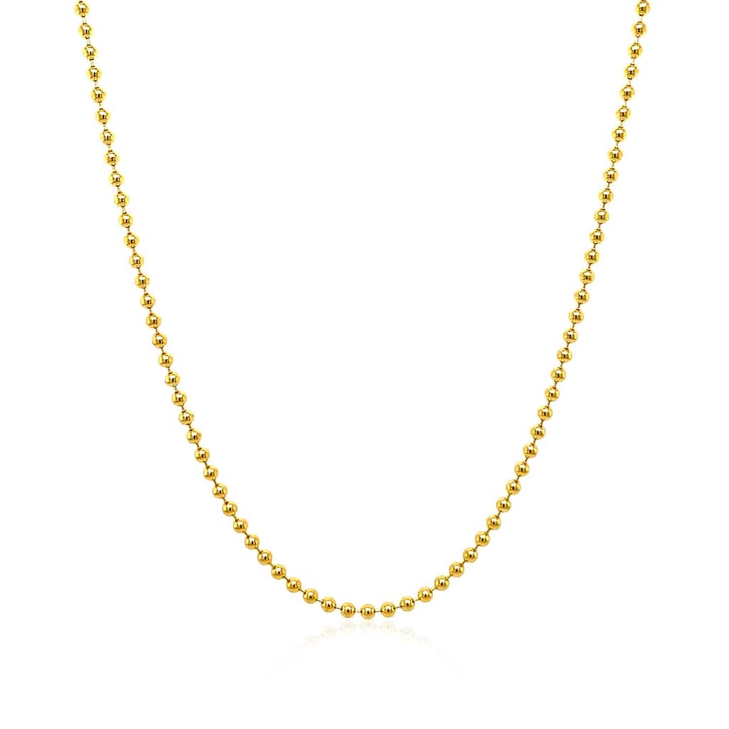MayaMila 14k Solid Yellow Gold Bead Chain 1.5mm
