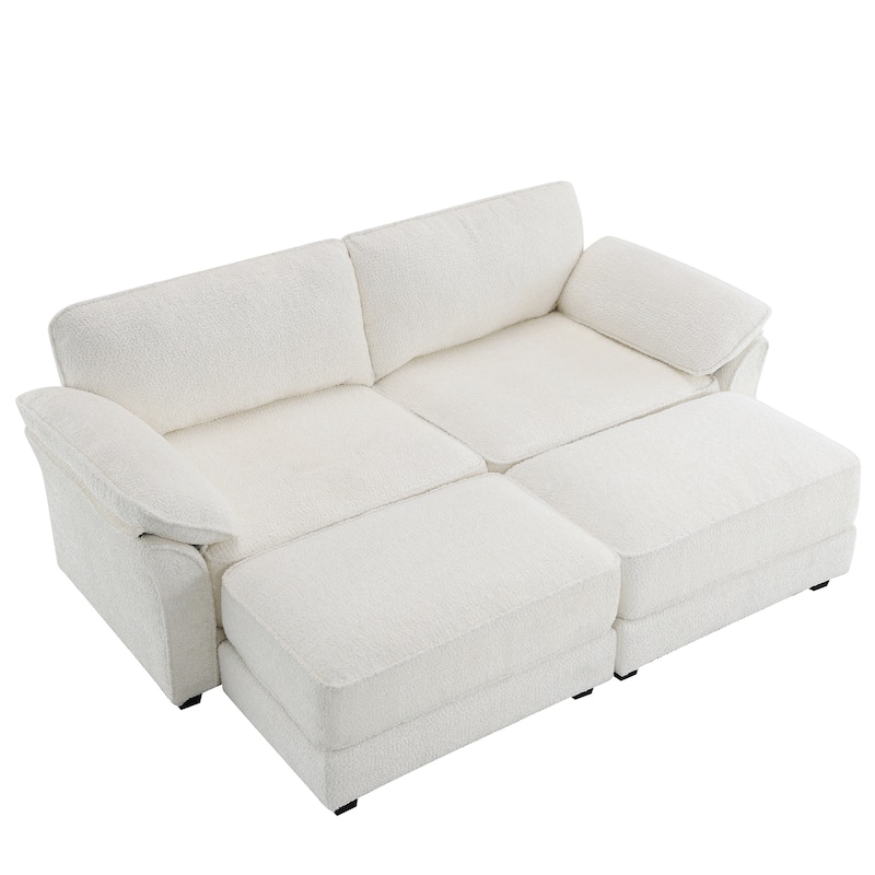 81" Chenille Modular Sectional Sleeper Sofa with Ottoman (4-Seat)