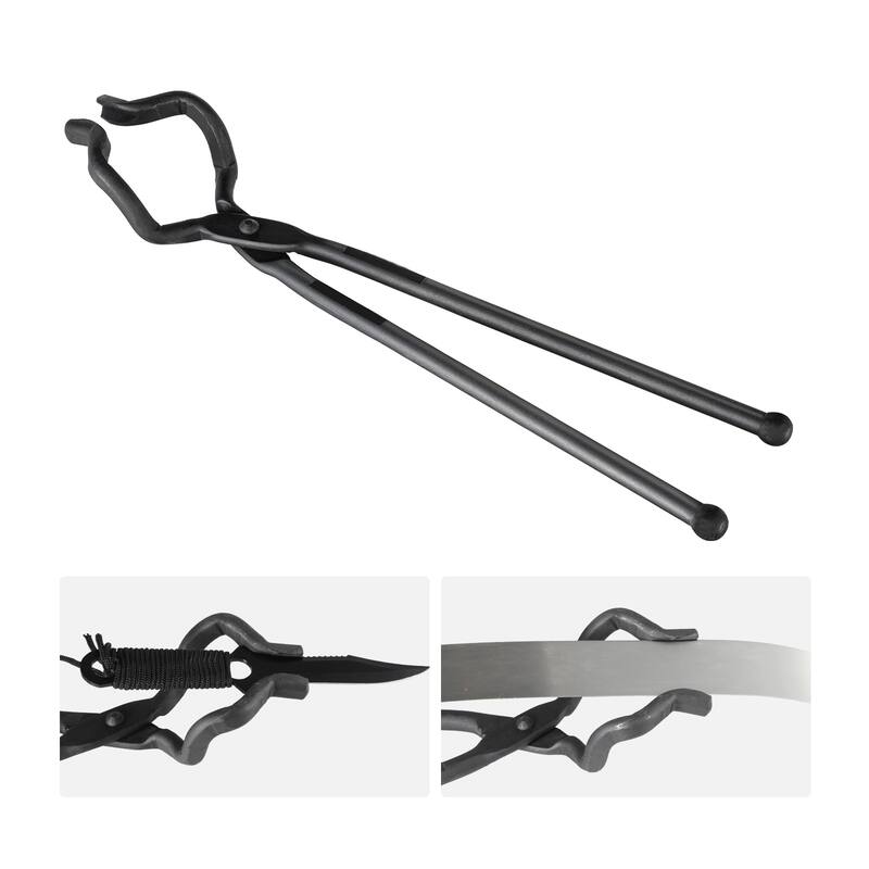 Blacksmith Tongs, Carbon Steel Forge Tongs with A3 Steel Rivets, for Knife Blades, Long Pieces, Circular Forgings, for Beginner - Z V-Bit Tongs
