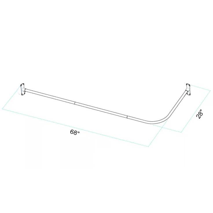 Utopia Alley Rustproof Wall Mounted Aluminum L-Shaped Corner Shower Curtain Rod,68 inch Size by 28 inch