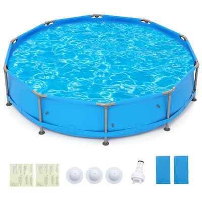 Costway 1617 Gal Outdoor Family Swimming Pool with Metal Frame - See Details