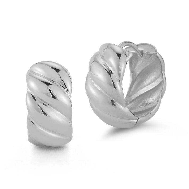 Soleil Sterling Silver Bold Twist Small Hoop Earrings - White