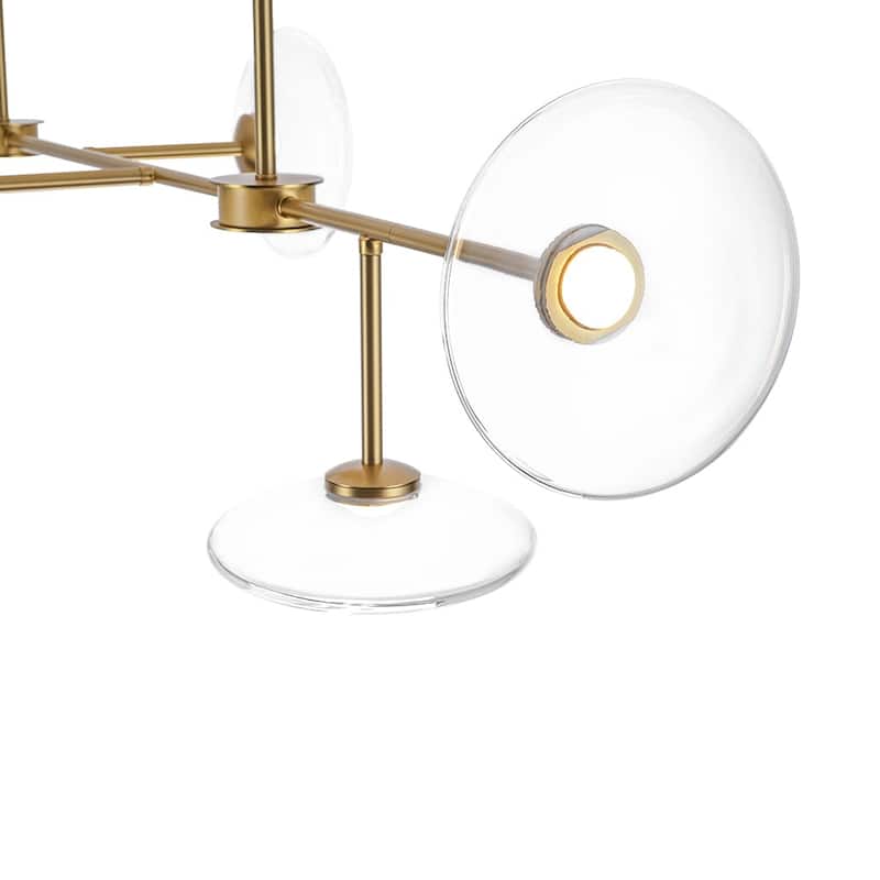 Modern 6-Light Disc Glass Dimmable LED Linear Chandelier - N/A