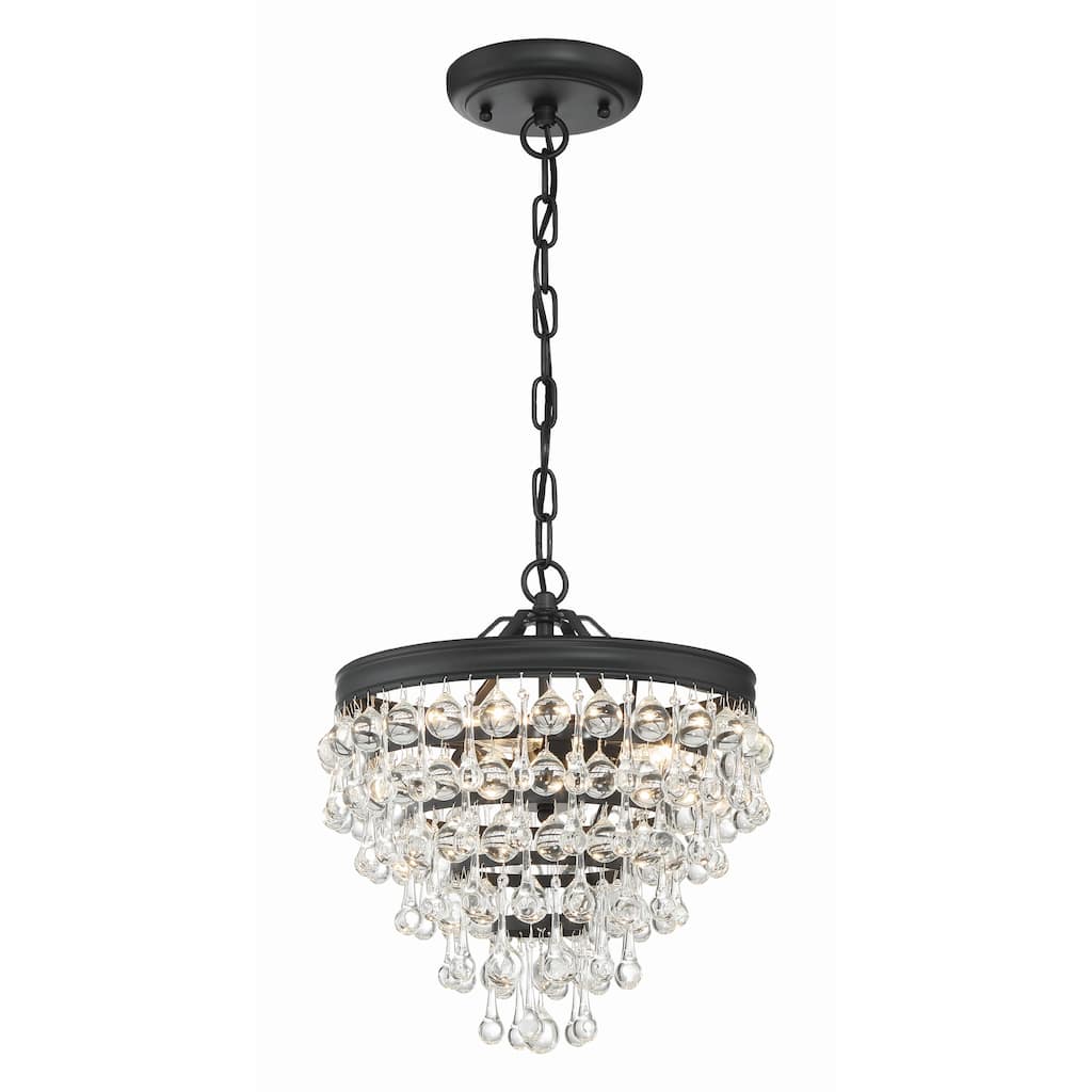 Calypso 3 Light Matte Black Mini Chandelier - 13"W x 14.5"H x 13"D