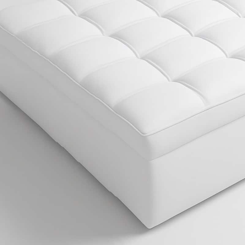 Delara 100% Waterproof 2 IN 1 Mattress Protector & Mattress Pad-Quilted Fitted Down Alternative Mattress Pad Cover - White